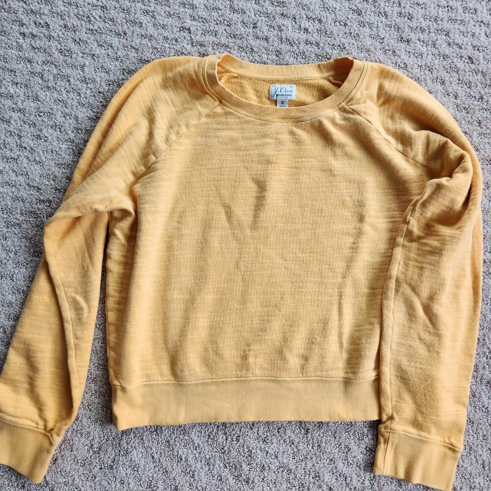 J. Crew Vintage Fleece Yellow Cropped 100% Cotton Terry Sweatshirt, Women's Med